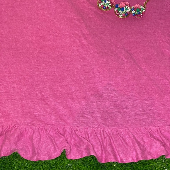 J. Crew XL Linen ruffle-back t-shirt in fuchsia - Picture 2 of 5